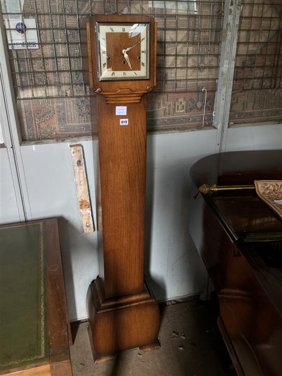 1930s oak cased chiming and striking grandmother clock